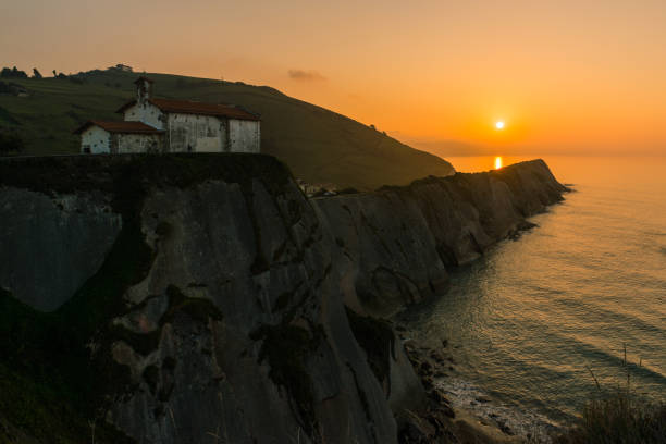 istock Sunset at San Telmo Church and cliffs in Zumaia 1225227186