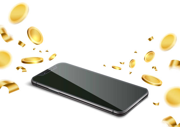 istock Vector realistic phone gold coin betting gambling 1225228423