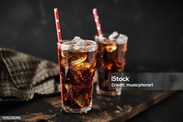 Close Up Glass Of Refreshing Cola Stock Photo - Download Image Now - Cola, Soda, Drinking Glass