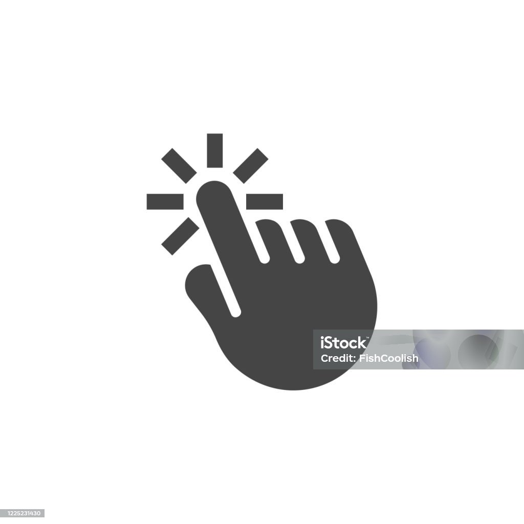 Click Hand Black Flat Icon Finger Clicker As A Mouse Web Graphic Pictogram  Pointer Cursor Navigation In Information Systems Concept Label Computer  Element Vector Illustration Isolated Stock Illustration - Download Image  Now 