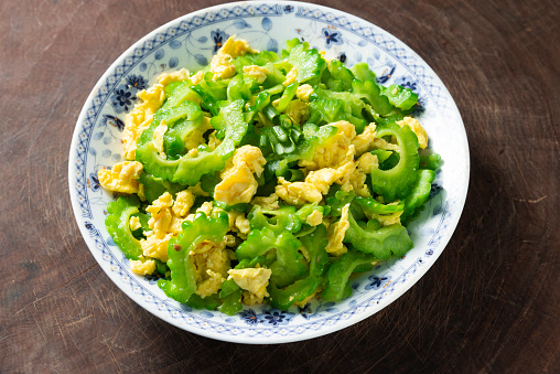 Scrambled eggs with bitter gourd,Chinese Food