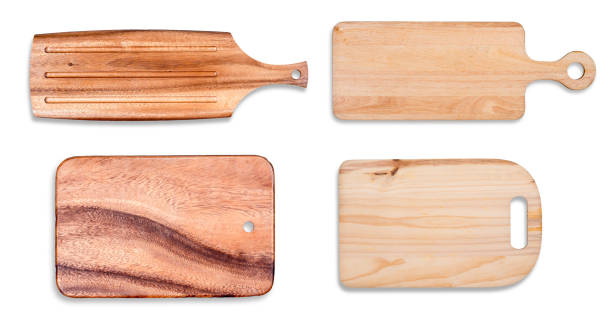 istock wooden cutting board isolated on a white background,top view 1225236591