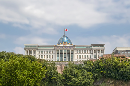 7-19-2019 Tbilisi Georgia - The Ceremonial Palace of Georgia and Avlabari Presidential Residence - the executive body of administration of President of Georgia  located on the left bank of Kura River