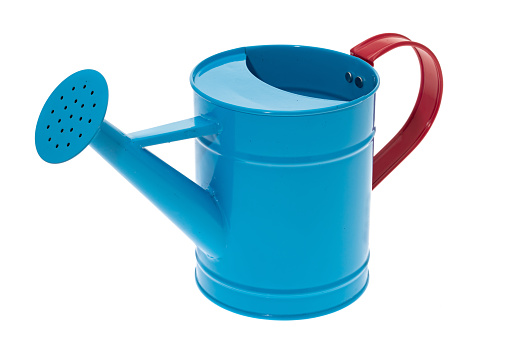 Blue watering can - white background
