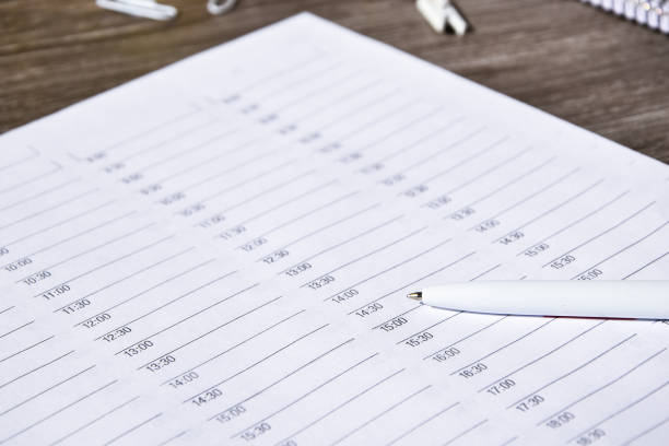 istock Open time Diary agenda planner with a pen. Close-up 1225241154