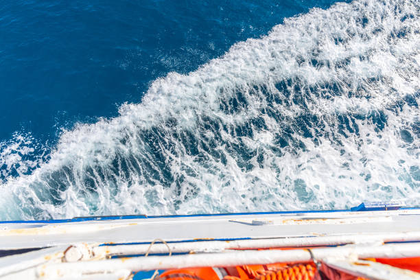istock Ferry boat wake seen from above 1225242907