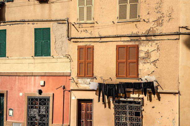 Picturesque facade in old town Alghero. Sardinia, Italy