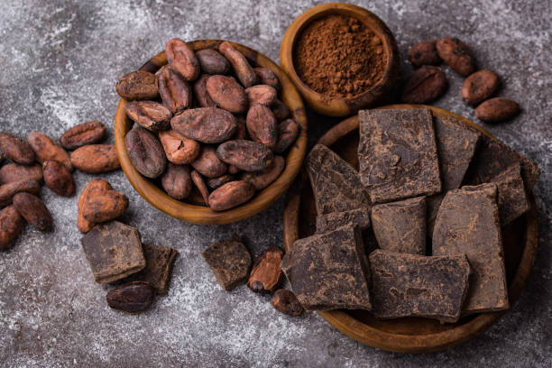 istock Natural cocoa powder, cocoa beans and chocolate 1225254495