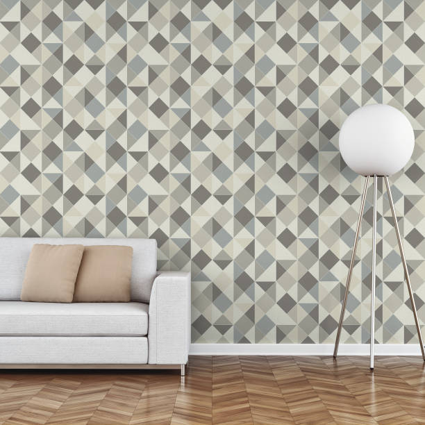 istock Elegant living room 70's style with sofa wallpaper background 1225256855