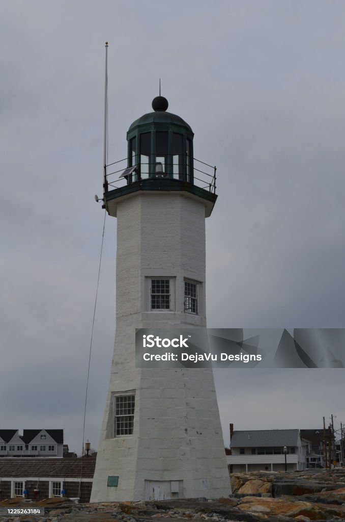 Old Scituate Lighthouse on the Coast of Massachusetts Old Scituate Lighthouse in Scituate Massachusetts. Architecture Stock Photo