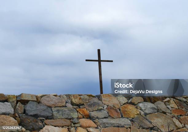 Wood Cross Along The Coastline In Scituate Stock Photo - Download Image Now - Beach, Christianity, Coastal Feature