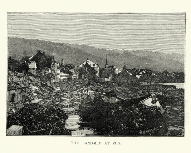 istock Devastation caused by a landslip. Zug, Switzerland, 19th Century 1225267735