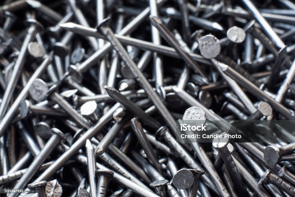 Macro Photo Of Metal Nails Stock Photo - Download Image Now - Nail - Work  Tool, Steel, Work Tool - iStock