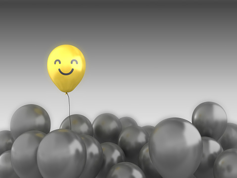 Balloons with Happy Emoticon - 3D Rendering
