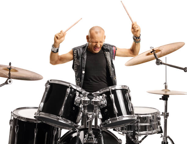 istock Bald man drummer starting to play drums 1225269830