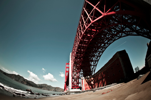 Below the Golden Gate Bridge