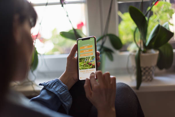 istock Woman ordering groceries using a mobile app 1225272983