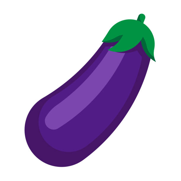 auberginen. lila gemüse im flachen stil. - eggplant stock-grafiken, -clipart, -cartoons und -symbole