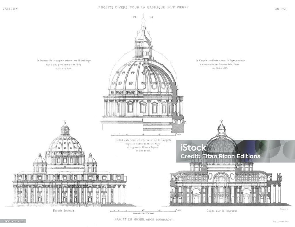 Completò La Cupola Di San Pietro Su Disegno Di Michelangelo Progetto Di Michelangelo Buonarroti Della Basilica Di San Pietro