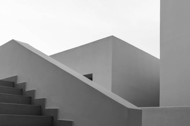 minimalistische monochrome geometrische architektur. - entsättigt stock-fotos und bilder