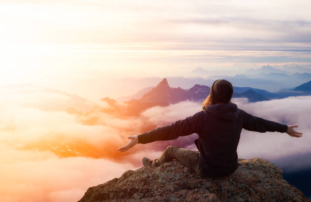 istock Adventurous Man with Open Hands in the mountains 1225285287