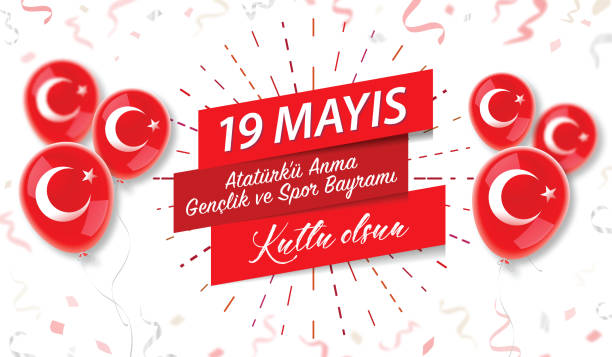 19 May Commemoration of Ataturk, Youth and Sports Day 19 May Commemoration of Ataturk, Youth and Sports Day number 19 stock illustrations