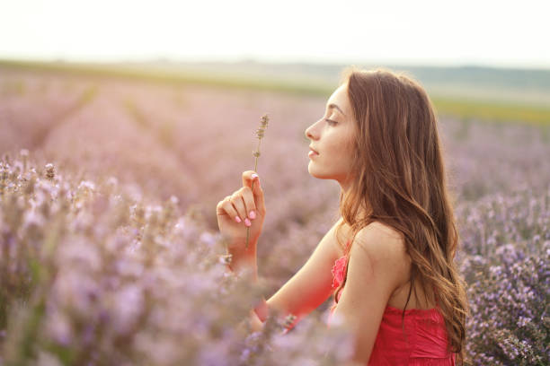 istock Young girl in lavender field 1225290173