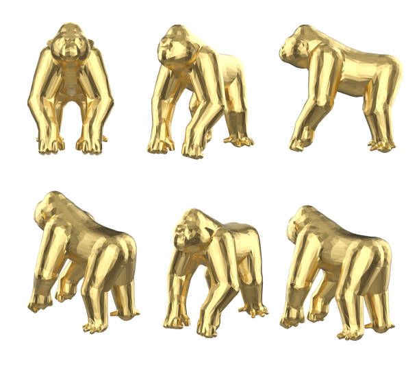 Set of polygonal gorillas