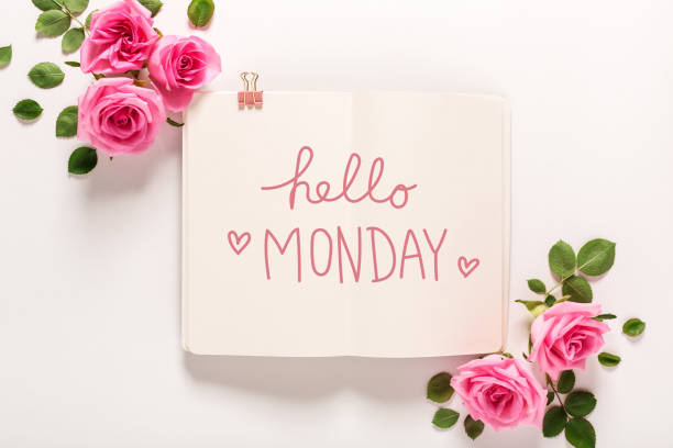 istock Hello Monday message with roses and leaves 1225293427