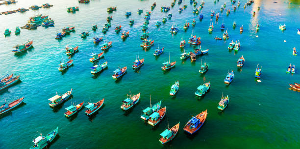 istock many multi-colored, beautiful ships in the sea. view from above 1225296799