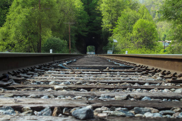 istock Train tracks and tunnel ahead 1225302790