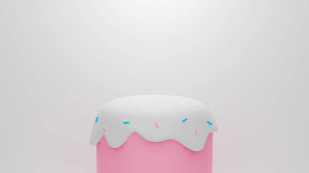 istock 3d pink podium background abstract candy dessert. Pastel ice cream on white background. Creative ideas minimal summer food design. 3d rendering for banner, showcase, display product mockup. 1225303543