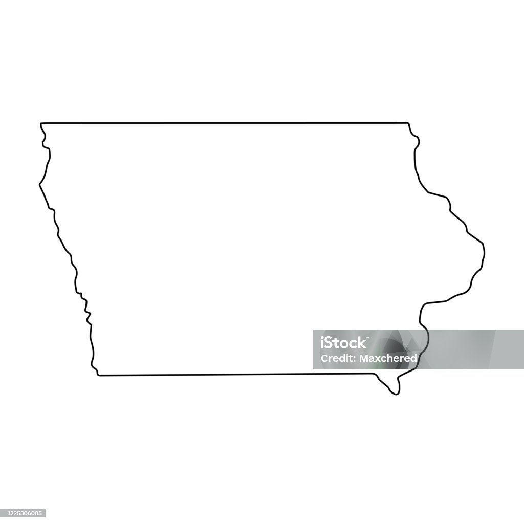Iowa line USA state, American map illustration, America vector isolated on white background, outline style Line USA state, American map illustration, America vector isolated on white background, outline style Iowa stock vector