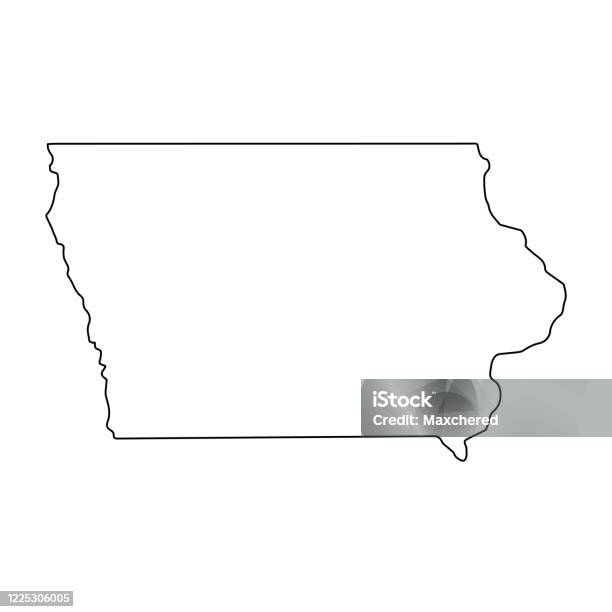 Iowa Line Usa State American Map Illustration America Vector Isolated On White Background Outline Style Stock Illustration - Download Image Now