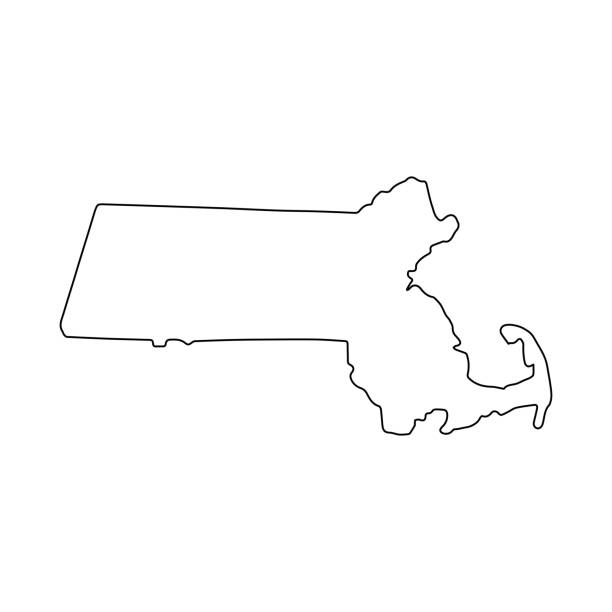 マサチューセッツ州線 usa 州, アメリカ地図イラスト, アメリカベクトルは白い背景に分離, アウトラインスタイル - massachusetts点のイラスト素材／クリップアート素材／マンガ素材／アイコン素材