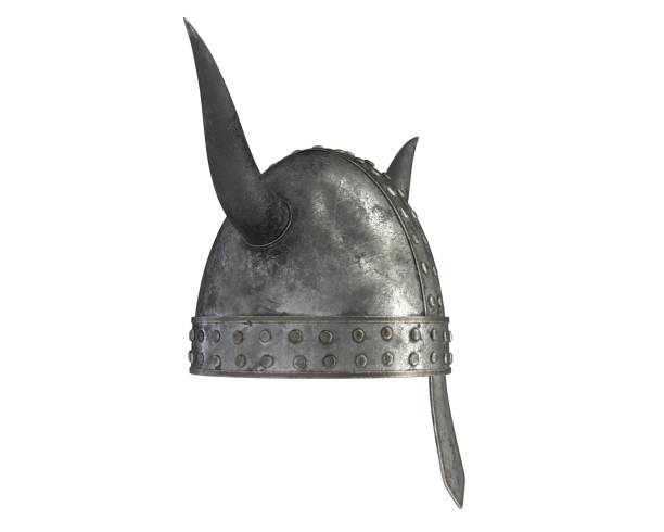 istock 3D render of medieval helmet with horns isolated on white 1225309308