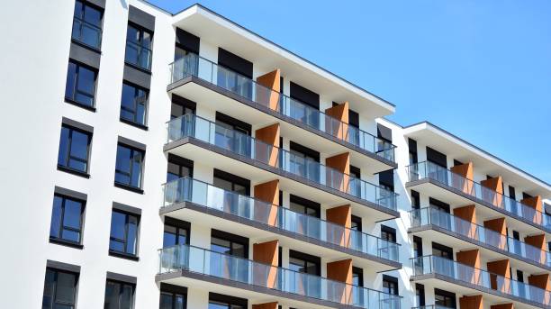 istock Modern condo building with big windows and modern facade. 1225318133
