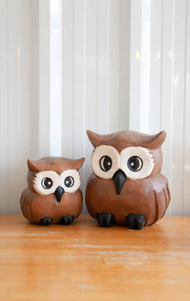 istock Wooden owl model on wooden table. 1225321736