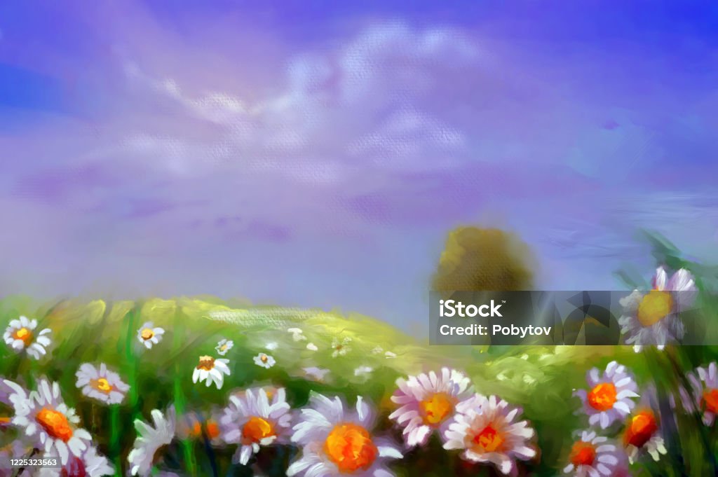 Spring Background Painted Daisy Painted Spring Background Stock Illustration - Download Image Now ...