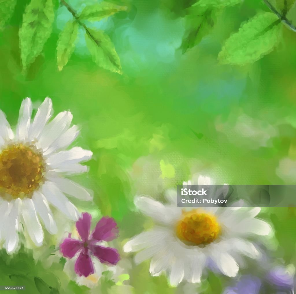 Spring Background Painted Daisy Painted Spring Background Stock Illustration - Download Image Now ...