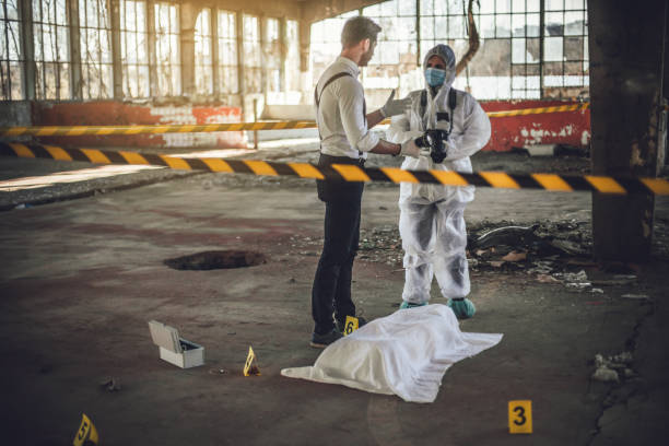 istock After the murder, criminal inspectors work at the crime scene 1225326640