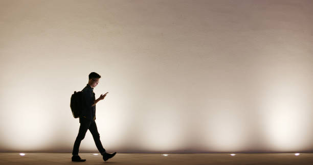 silhouette of man use phone