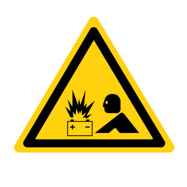 warnung batterie flash arc hazard symbol zeichen, vektor-illustration, isolieren auf weißem hintergrund-label. eps10 - electric arc stock-grafiken, -clipart, -cartoons und -symbole