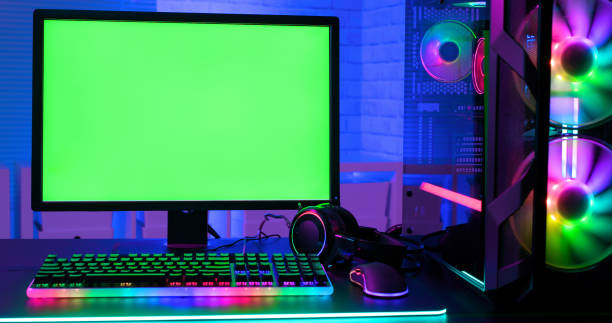 istock Green screen for cybersport game 1225329059