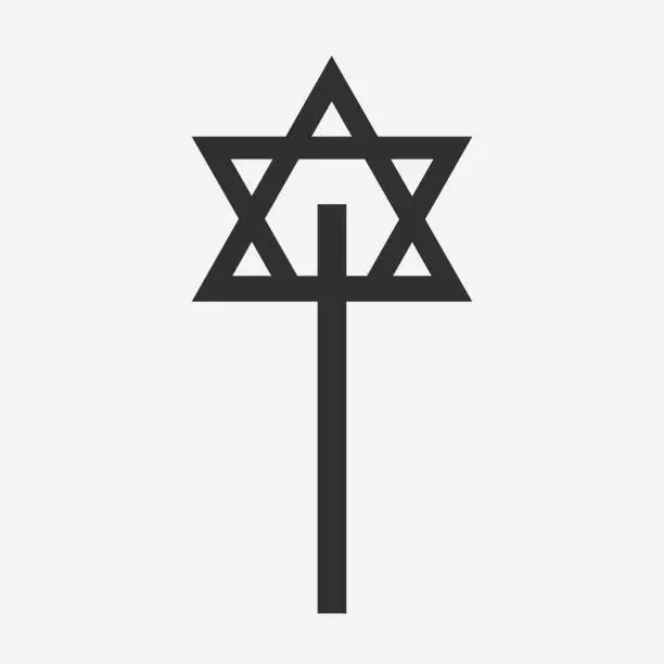 Vector illustration of Combination of Star of David with Cross religious symbols