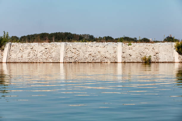 istock Coastal protection, concrete wall. Danube river 1225331159