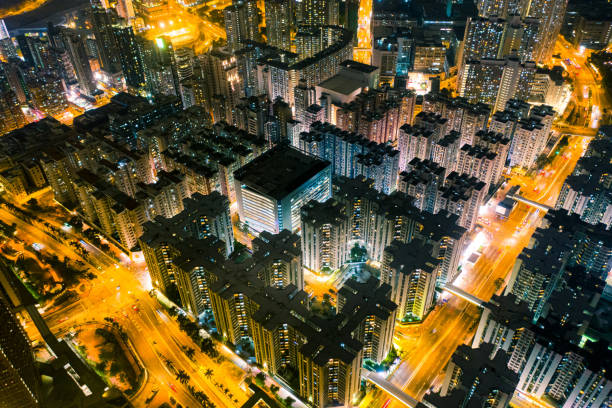 istock Residential District in Hong Kong at night 1225333074