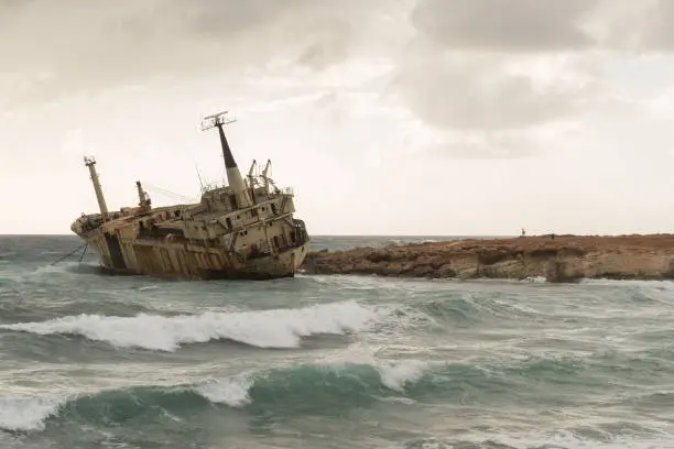 Photo of Abandoned shipwreck Edro at sunset near Paphos, Cyprus