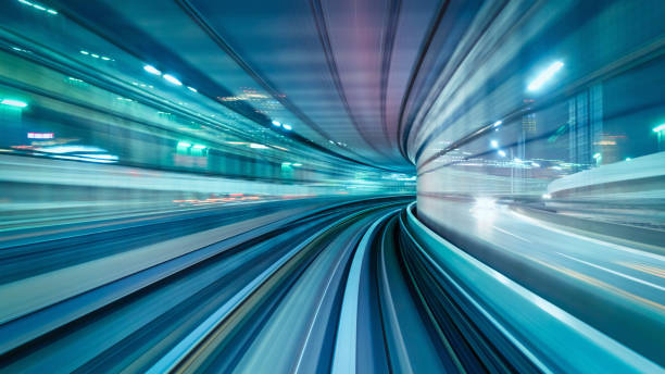 hochgeschwindigkeitszug abstraktes panorama tokio japan - eisenbahn fotos stock-fotos und bilder