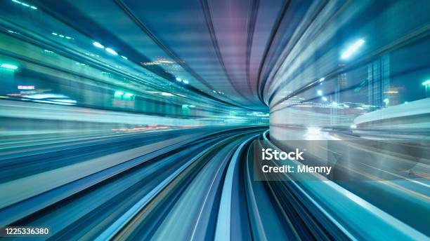 High Speed Train Abstract Panorama Tokyo Japan Stock Photo - Download Image Now - The Way Forward, Speed, Futuristic